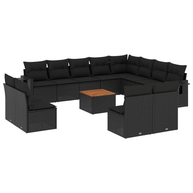 vidaXL Sofaelement 13-tlg. Garten-Sofagarnitur mit Kissen Schwarz Poly Ratt günstig online kaufen