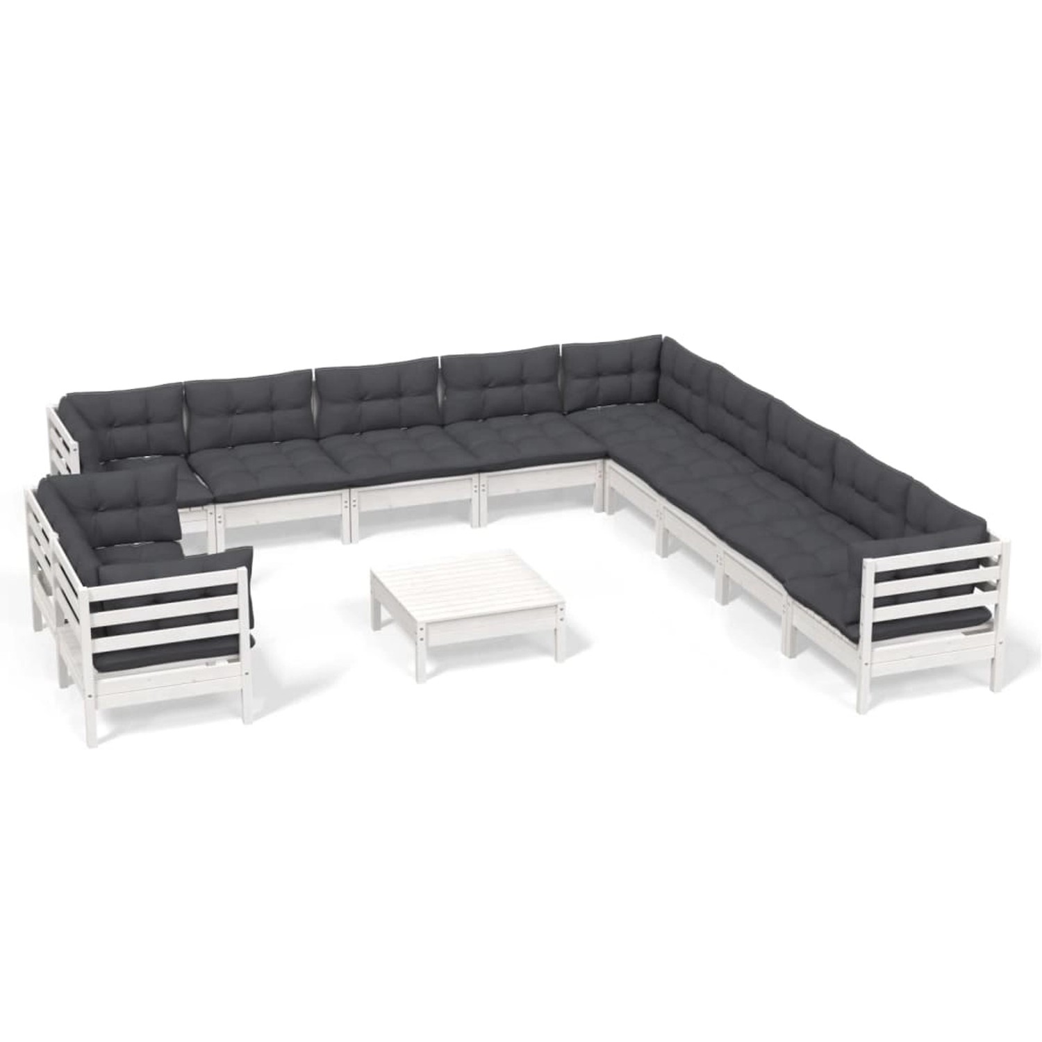 vidaXL 12-tlg Garten-Lounge-Set mit Kissen Weiß Massivholz Kiefer Modell 4 günstig online kaufen