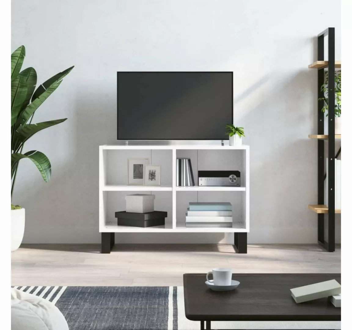 furnicato TV-Schrank Hochglanz-Weiß 69,5x30x50 cm Holzwerkstoff günstig online kaufen