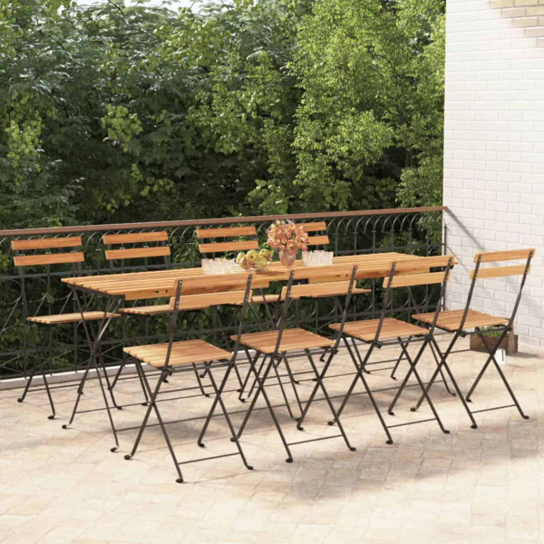 Vidaxl Bistrostühle 8 Stk. Klappbar Massivholz Teak Und Stahl günstig online kaufen