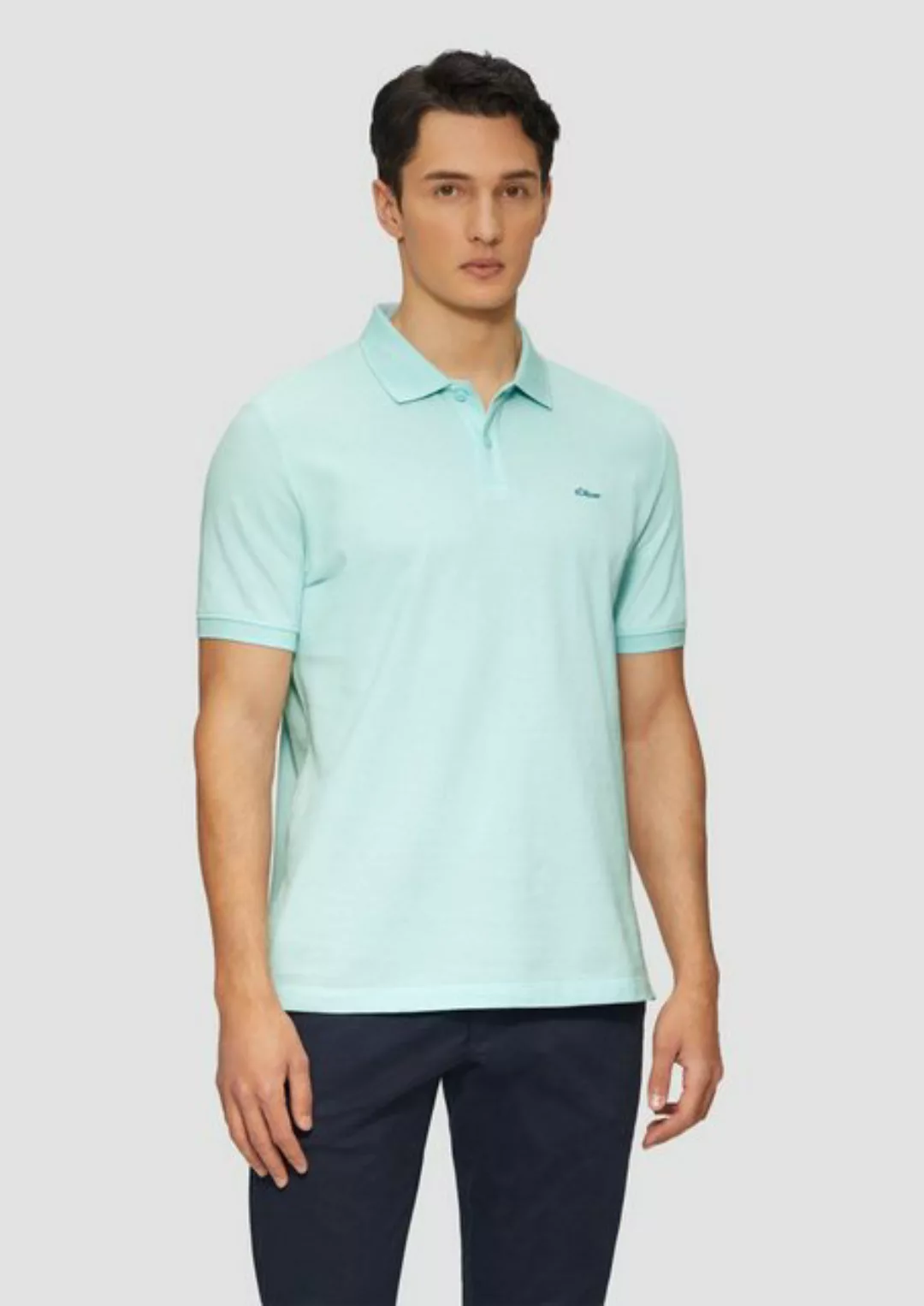 s.Oliver Kurzarmshirt Poloshirt aus Baumwollpiqué Logo günstig online kaufen