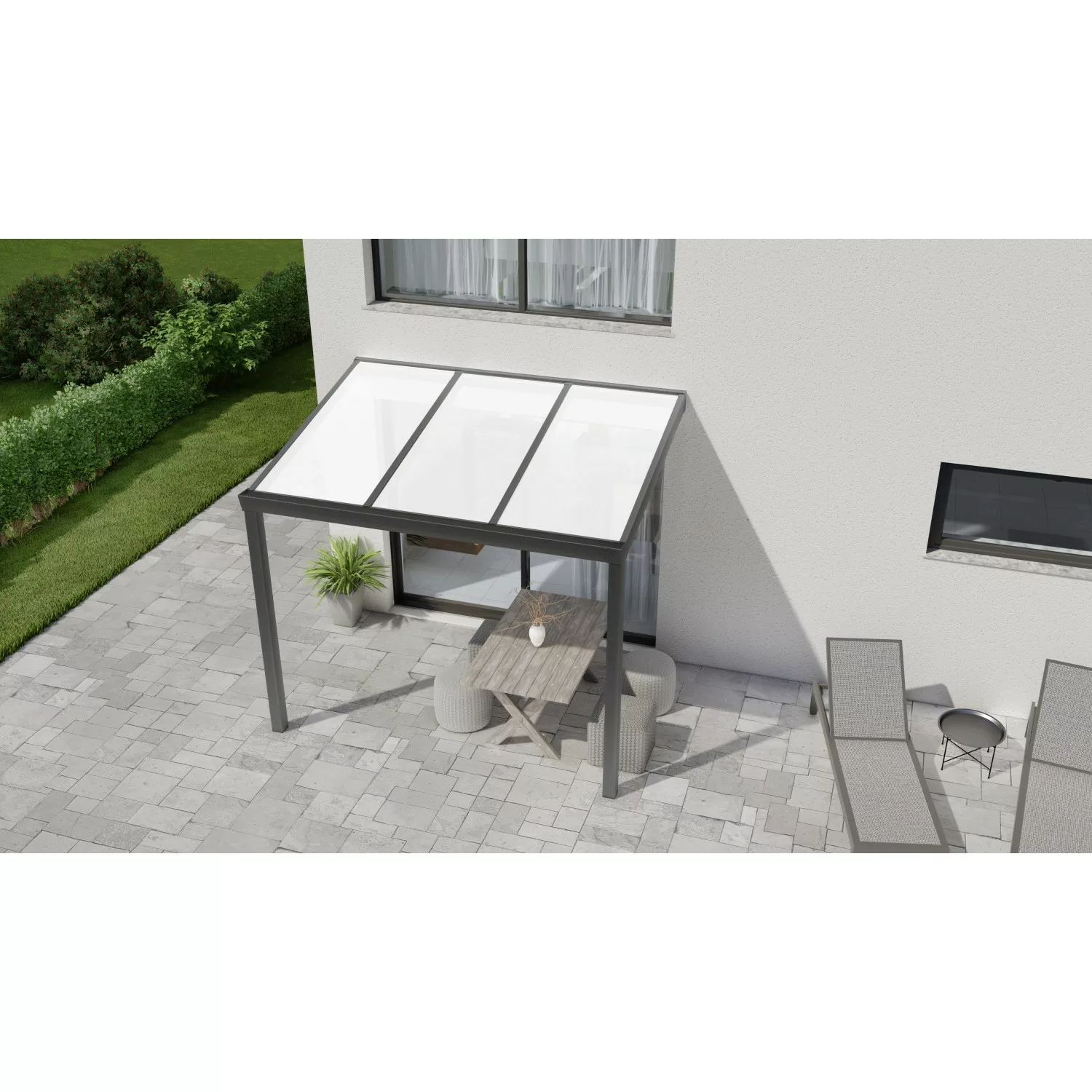 Terrassenüberdachung Professional 300 cm x 200 cm Anthrazit Struktur PC Opa günstig online kaufen