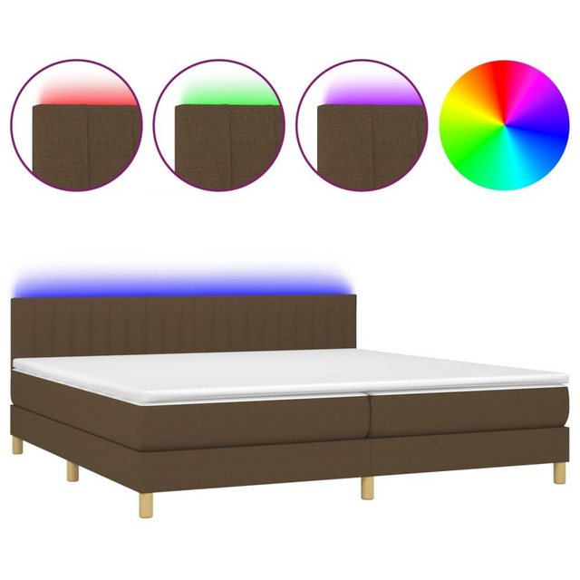 vidaXL Boxspringbett Boxspringbett mit Matratze LED Dunkelbraun 200x200 cm günstig online kaufen