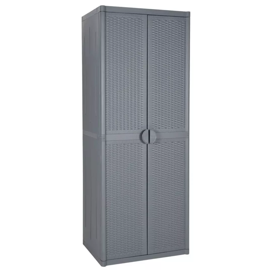 Vidaxl Gartenschrank Grau 65x45x172 Cm Pp Rattan günstig online kaufen