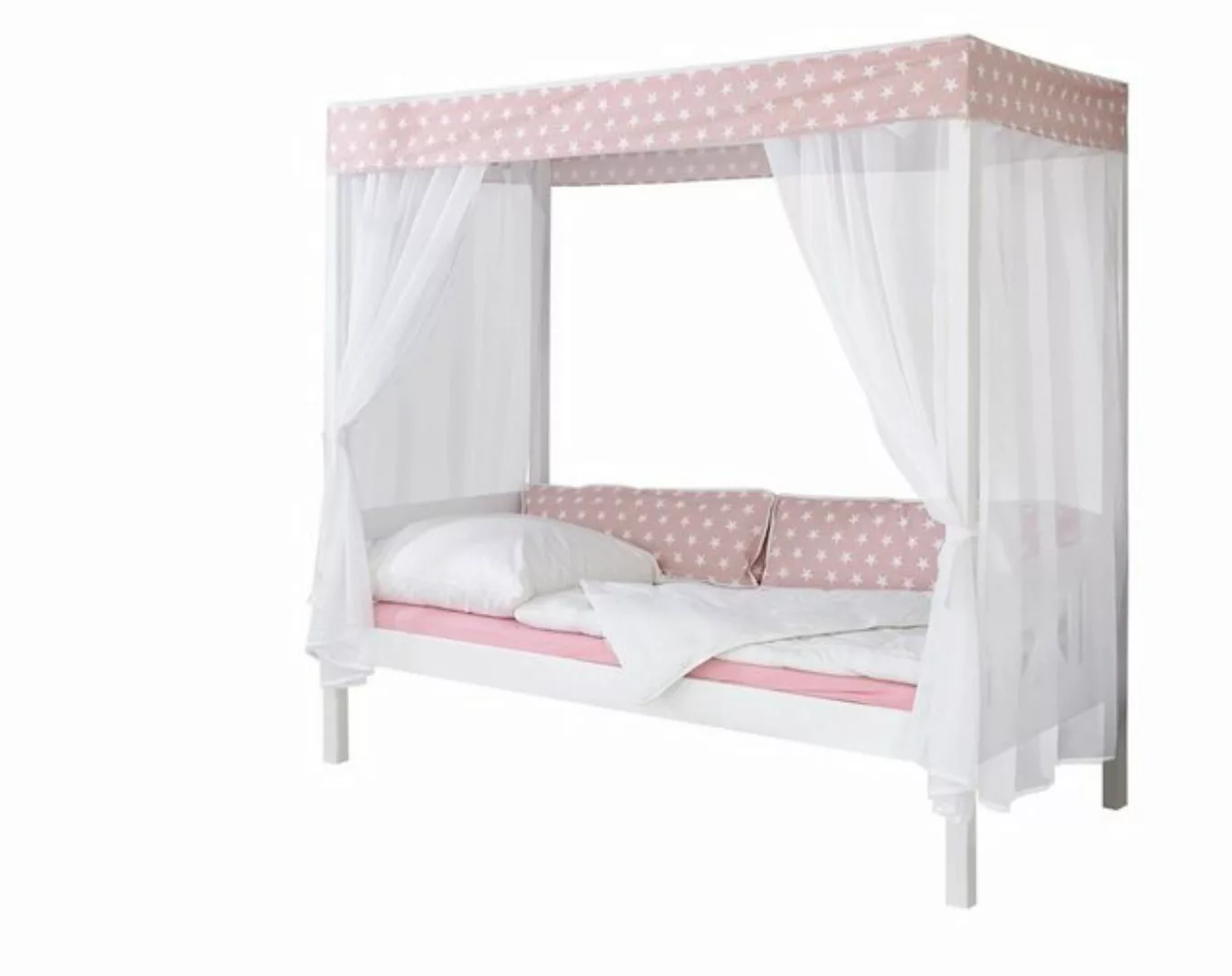 TICAA "Himmelbett ""Rosa"" 310 Kiefer Weiß (Rosa/Weiß Stern)" weiß Gr. 90 x günstig online kaufen