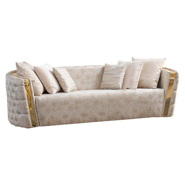 JVmoebel Sofa Beige Chesterfield Couchgarnitur 2x Edelstahl Polster 3-Sitze günstig online kaufen