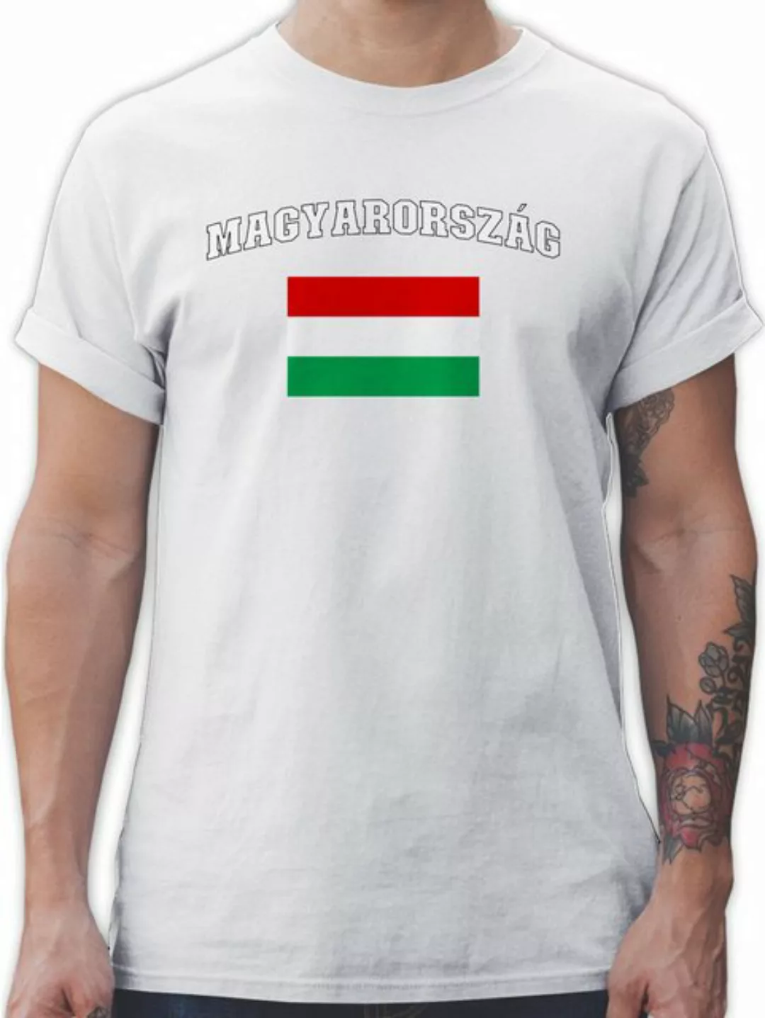 Shirtracer T-Shirt Ungarn Schriftzug mit Flagge, Magyarország, Hungary 2024 günstig online kaufen