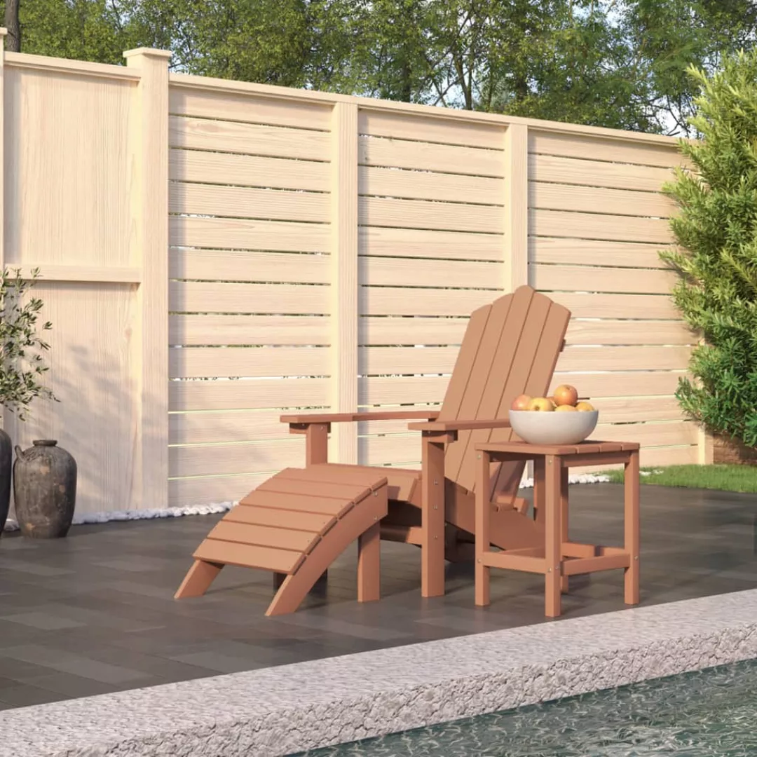 Vidaxl Adirondack-gartenstuhl Mit Hocker & Tisch Hdpe Braun günstig online kaufen