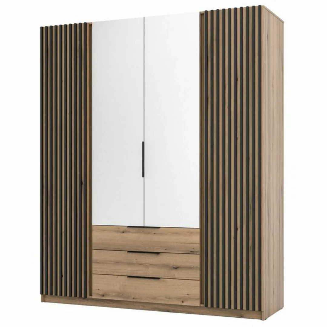 Selsey Kleiderschrank KAJA 4-türig mit Soft-Close, Kleiderstange und 11 Reg günstig online kaufen