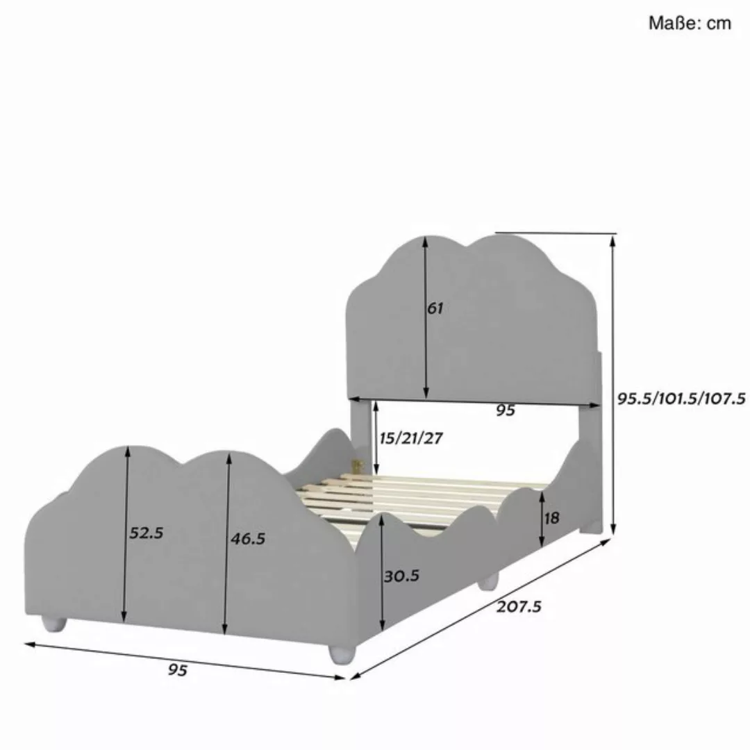 SOFTWEARY Jugendbett mit Lattenrost (90x200 cm), Kopfteil höhenverstellbar, günstig online kaufen