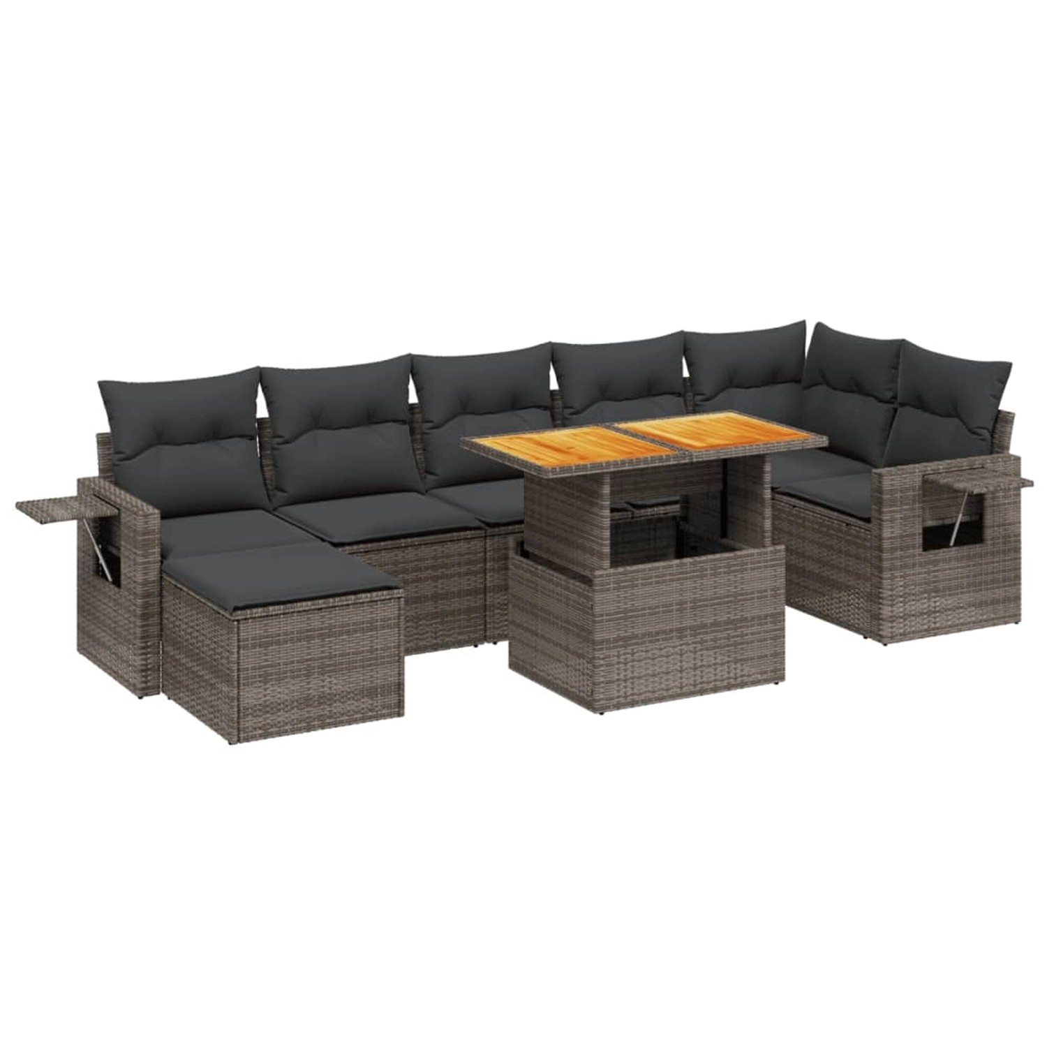 vidaXL 8-Tlg Garten-Sofagarnitur mit Kissen Grau Poly Rattan 3275713 günstig online kaufen