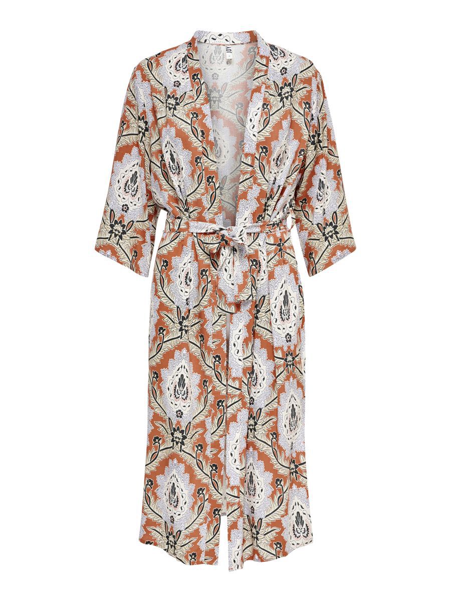 ONLY Langer 3/4-ärmeliger Kimono Damen Orange günstig online kaufen