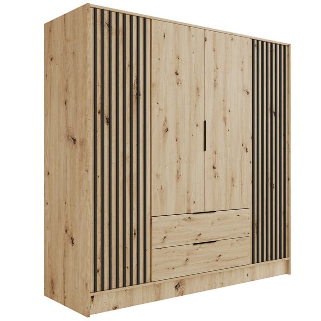 ALTDECOR Drehtürenschrank NELIA (Kleiderschrank Aluminium-Leisten Lamelle) günstig online kaufen