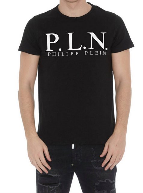 PHILIPP PLEIN T-Shirt Platinium Cut P.L.N. Rundhals Shirt Rohe Schnittkante günstig online kaufen