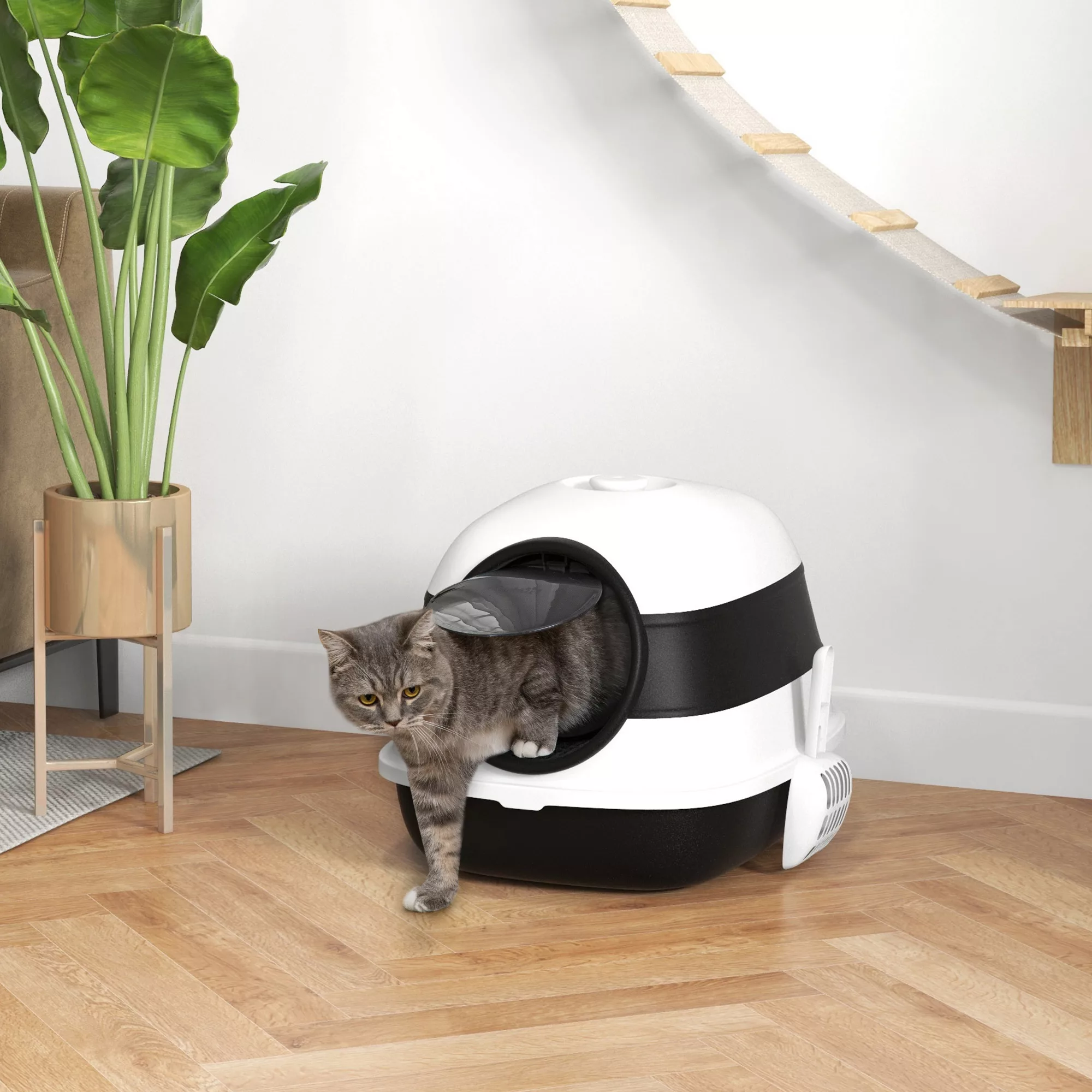 PawHut Katzentoilette mit Deckel, großes Katzenklo mit Deodorant, Bodengitt günstig online kaufen