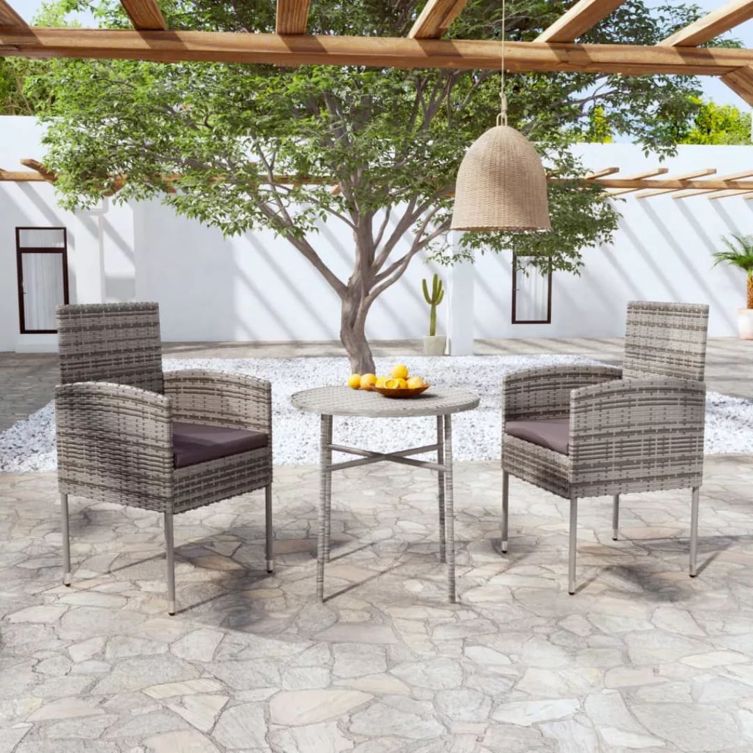 3-tlg. Garten-essgruppe Poly Rattan Anthrazit günstig online kaufen