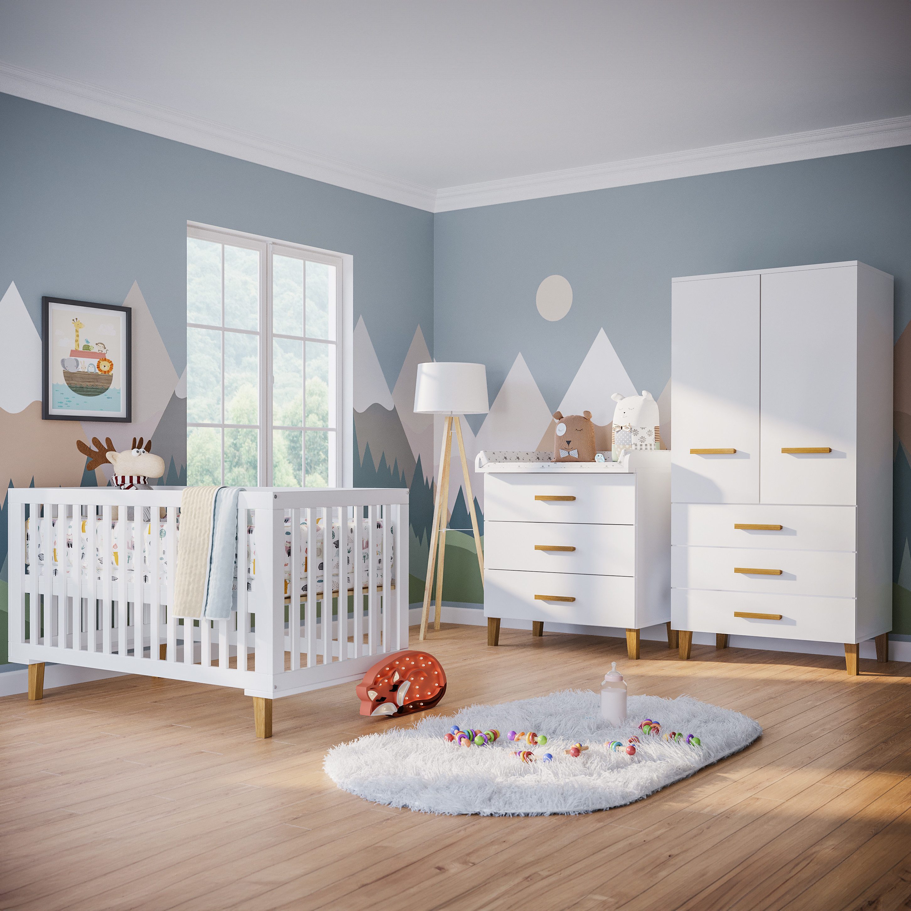 Bellabino Babymöbel-Set Liri, (3-tlg., Kinderbett, Wickelkommode, günstig online kaufen
