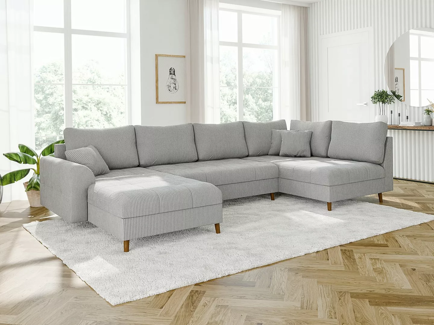 S-Style Möbel Wohnlandschaft Zara mit Braun Holzfüßen im skandinavischen St günstig online kaufen