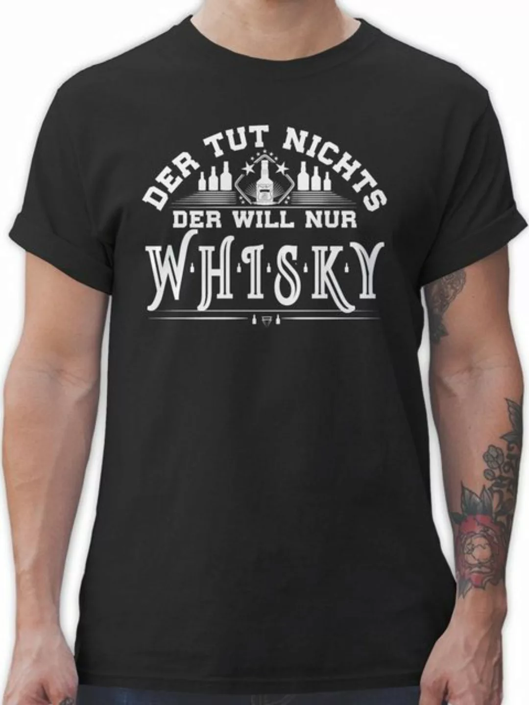 Shirtracer T-Shirt Der will nur Whisky Geschenk Whiskyliebhaber Sprüche Sta günstig online kaufen