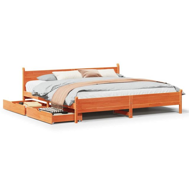 vidaXL Bett, Massivholzbett ohne Matratze Wachsbraun 200x200 Kiefernholz günstig online kaufen