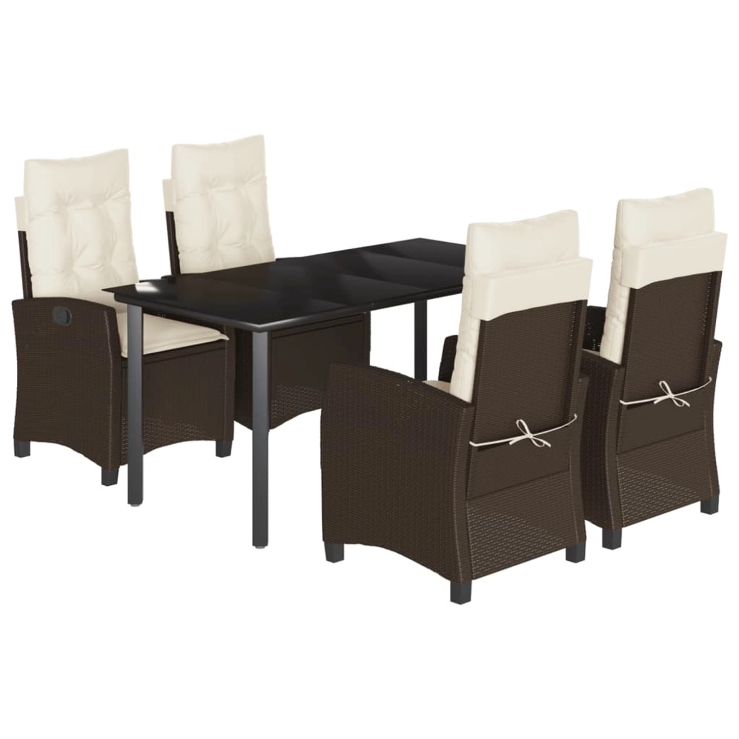 vidaXL 5-Tlg Garten-Essgruppe mit Kissen Braun Poly Rattan 3212776 günstig online kaufen