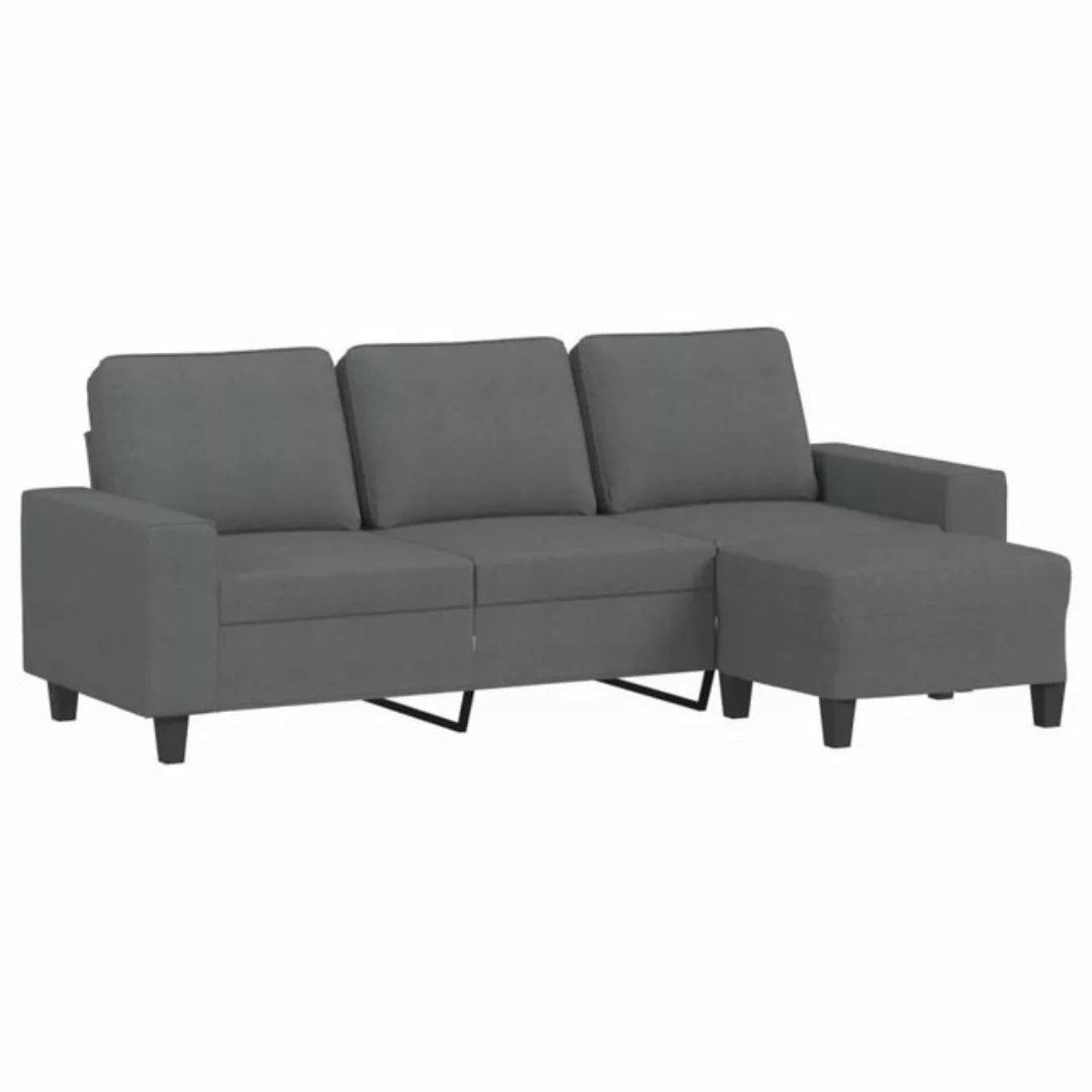 vidaXL Sofa 3-Sitzer-Sofa mit Hocker Dunkelgrau 180 cm Stoff günstig online kaufen