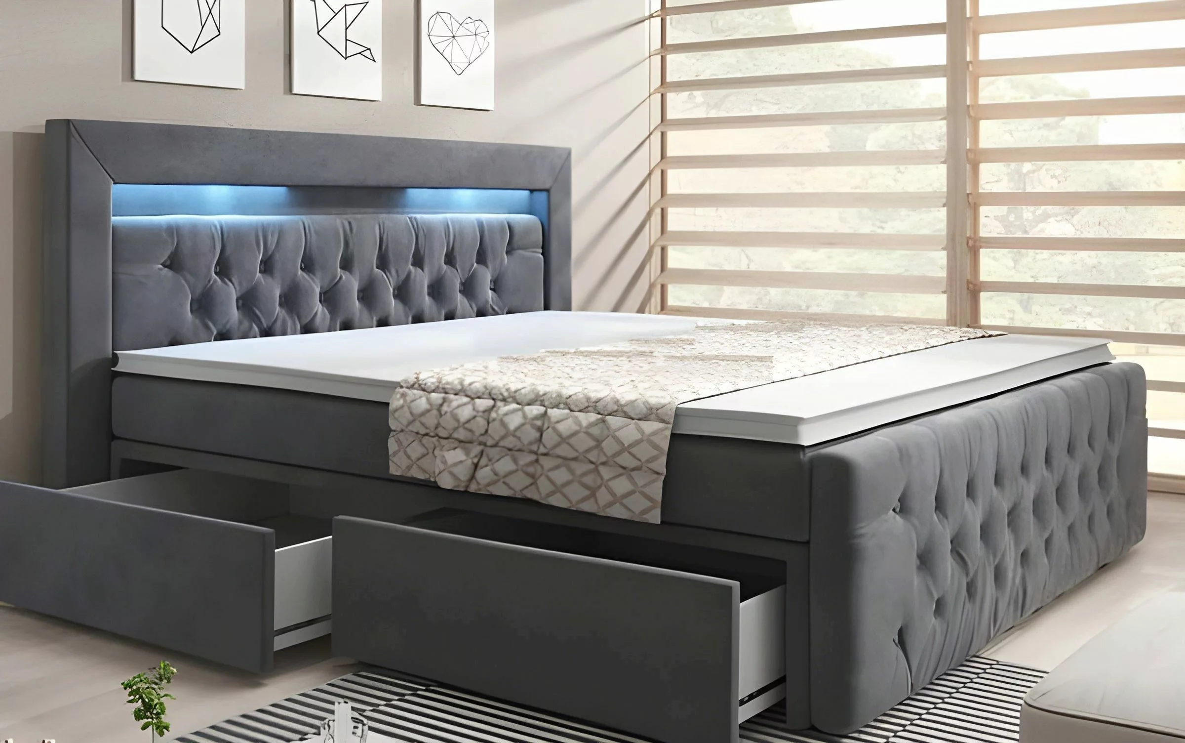 Luxusbetten24 Boxspringbett Sera, mit LED-Beleuchtung und günstig online kaufen