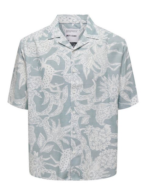 ONLY & SONS Kurzarmhemd Sommer Hemd mit Resort-Kragen 7559 in Türkis günstig online kaufen
