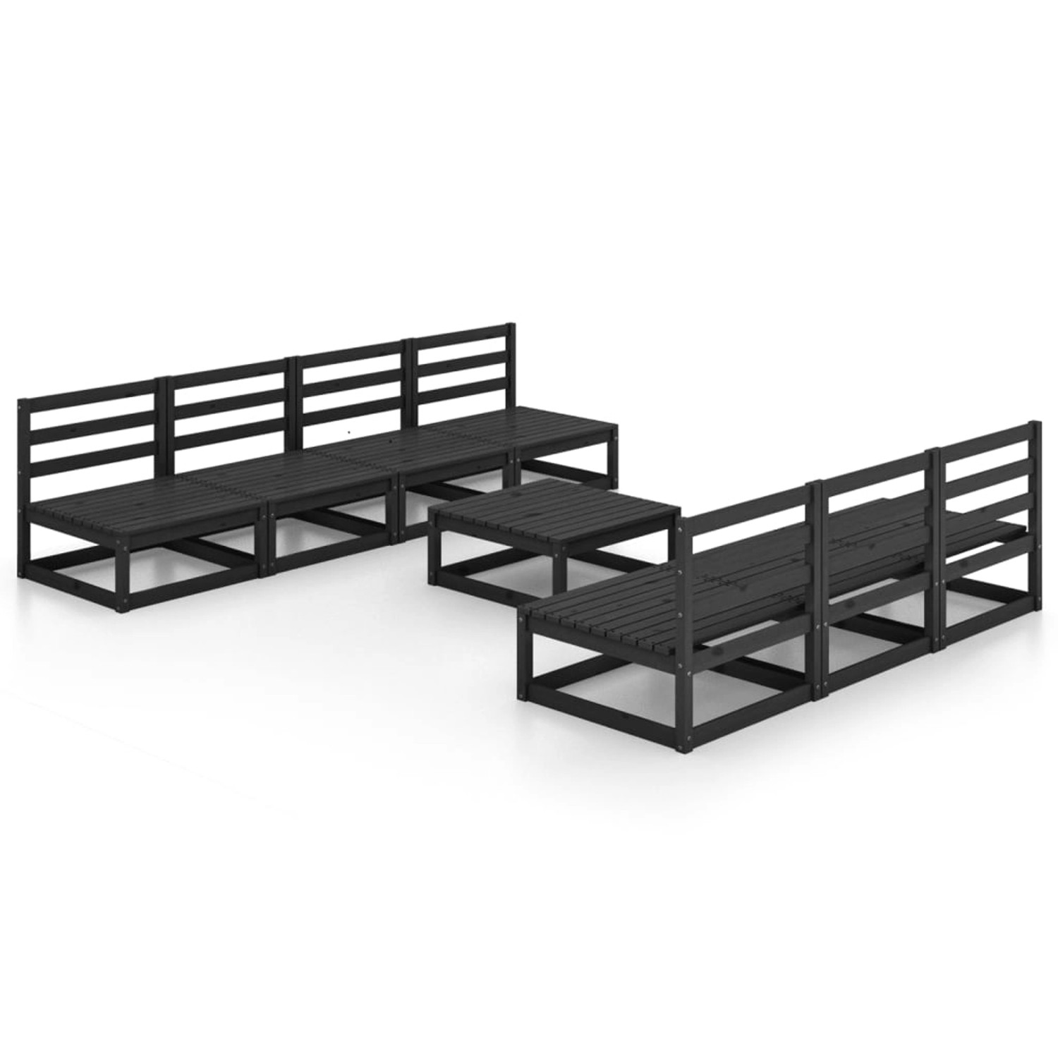 vidaXL 8-tlg Garten-Lounge-Set Schwarz Massivholz Kiefer Modell 100 günstig online kaufen