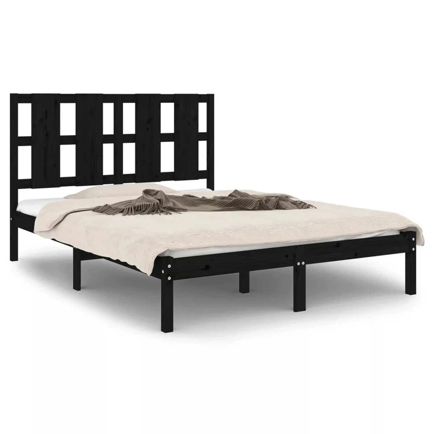 vidaXL Massivholzbett Schwarz Kiefer 140x190 cm1084220 günstig online kaufen