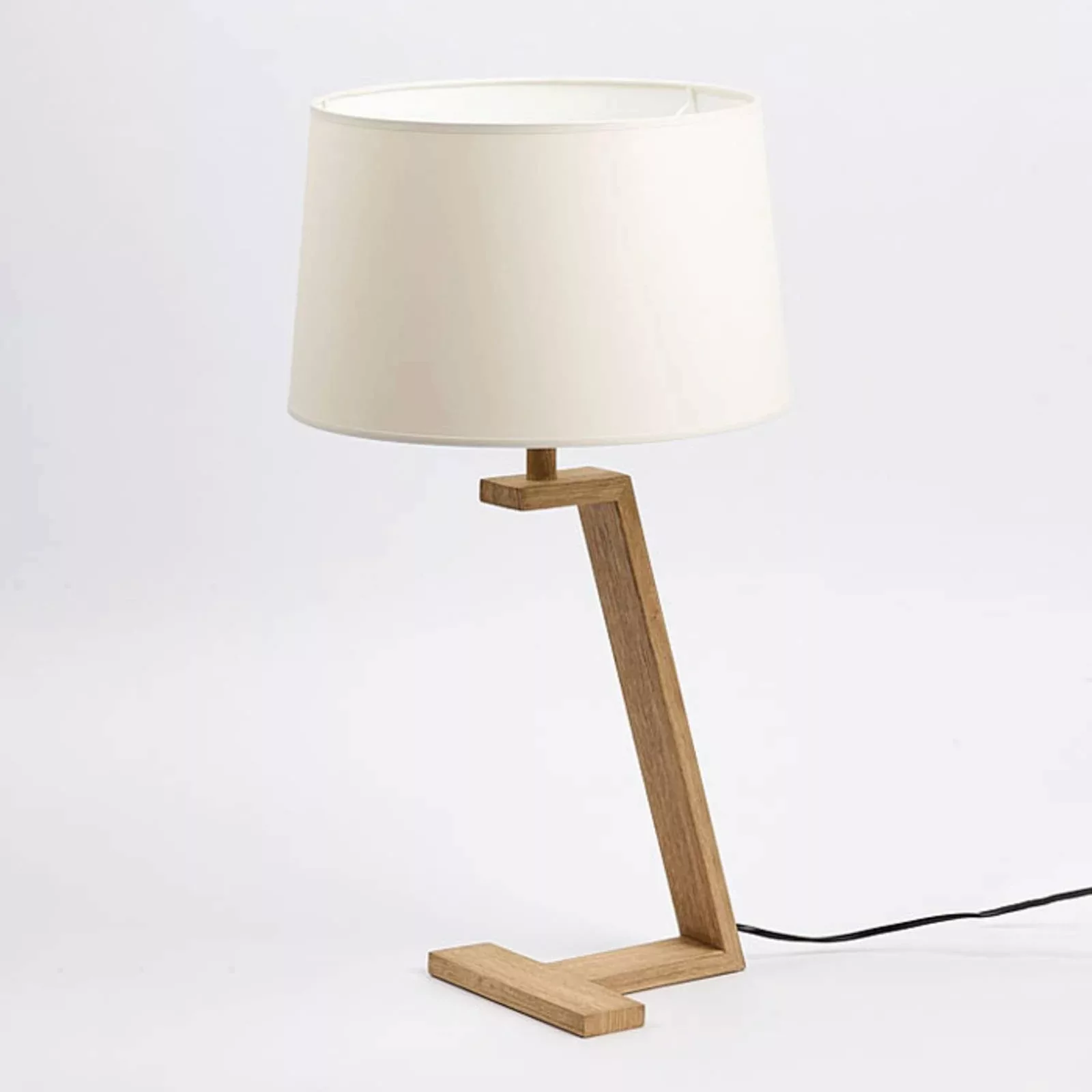 Tischleuchte Memphis LT aus Holz und Stoff, weiß günstig online kaufen