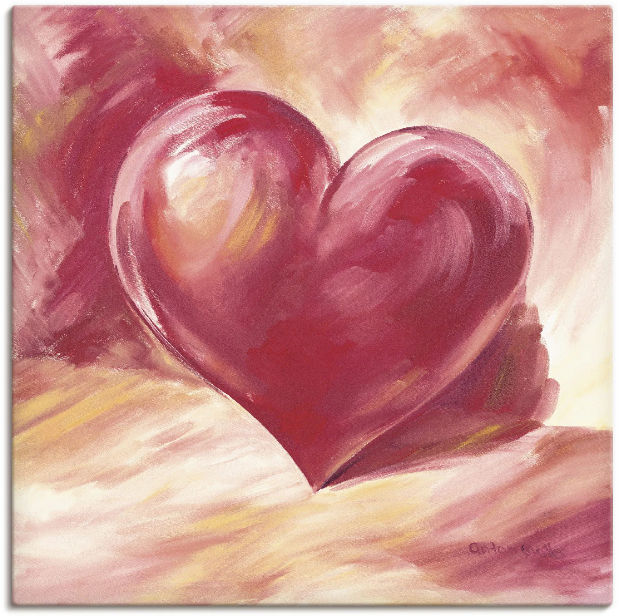 Artland Wandbild »Rosa/rotes Herz«, Herzen, (1 St.) günstig online kaufen