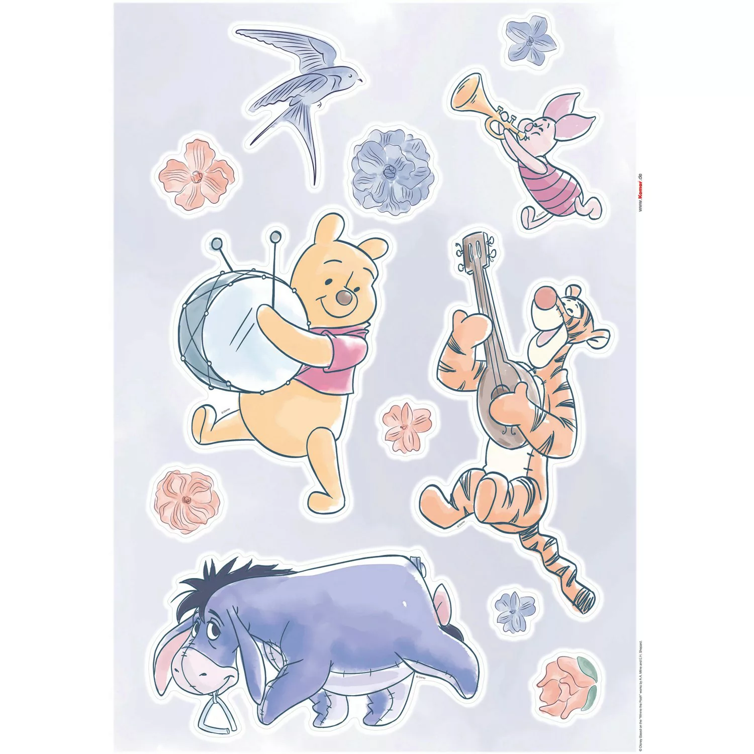 KOMAR Wandtattoo - Winnie the Pooh Flowers & Music  - Größe 50 x 70 cm mehr günstig online kaufen