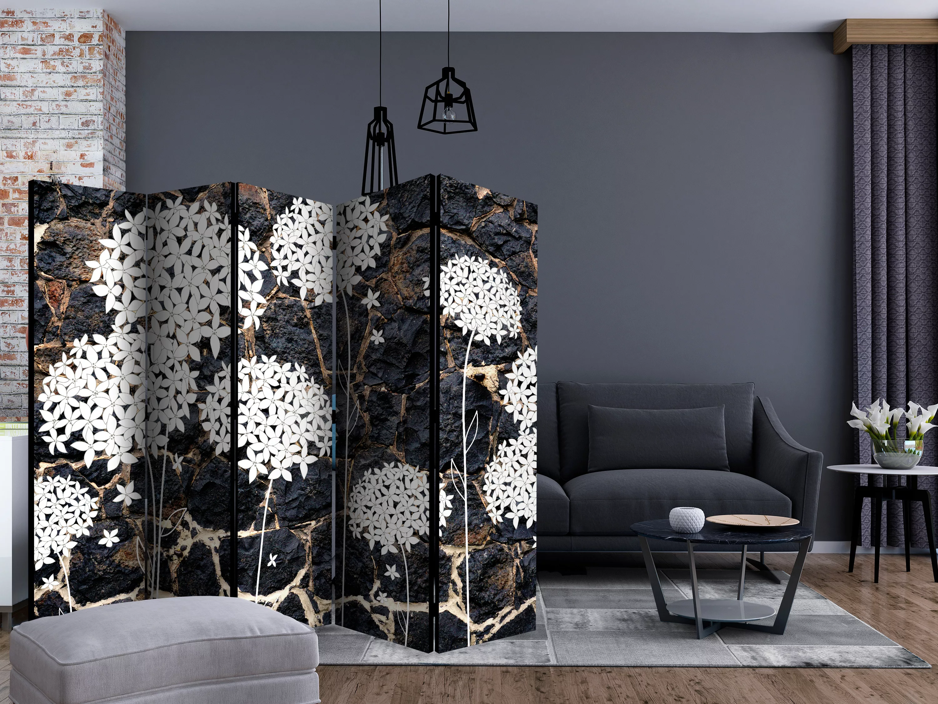 5-teiliges Paravent - Dark Garden Ii [room Dividers] günstig online kaufen