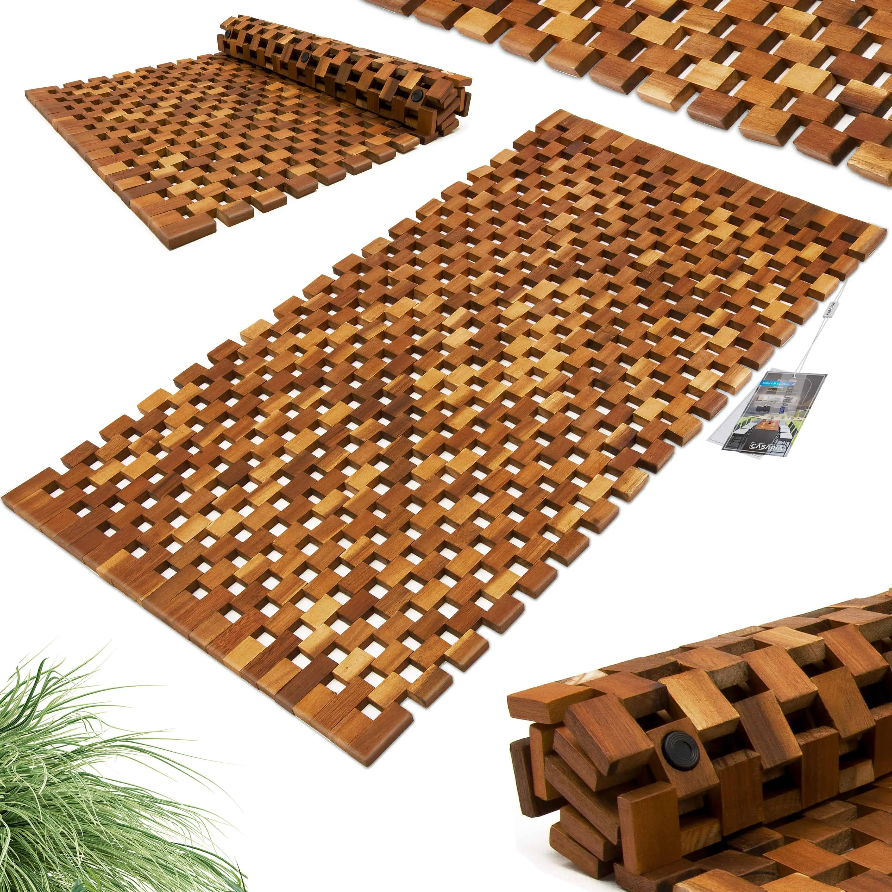 Badvorleger Holz 80x50cm FSC®-zertifiziertes Akazienholz Gummistopper günstig online kaufen
