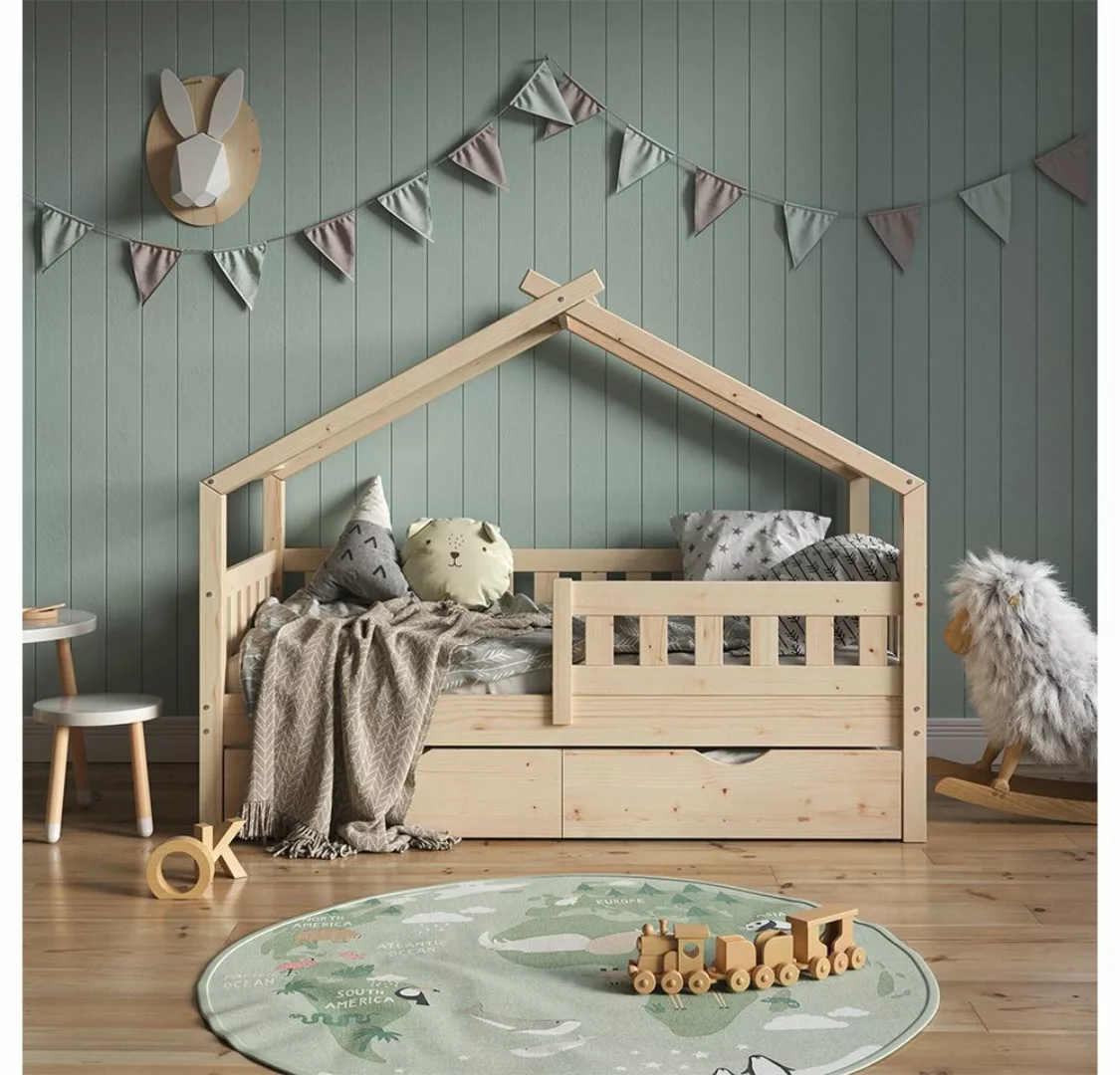 VitaliSpa® Kinderbett Hausbett Gästebett 80x160cm DESIGN Natur Matratze günstig online kaufen