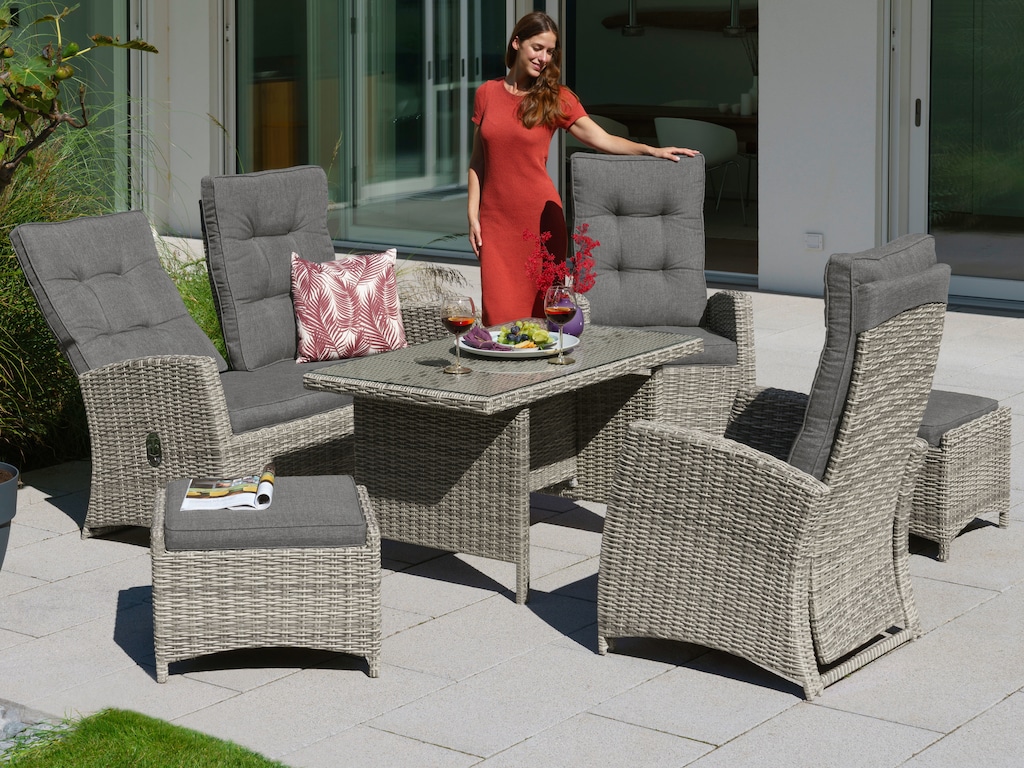 KONIFERA Garten-Essgruppe "Monaco", (Set, 16 tlg., 1x2er Sofa, 2x Sessel, 2 günstig online kaufen