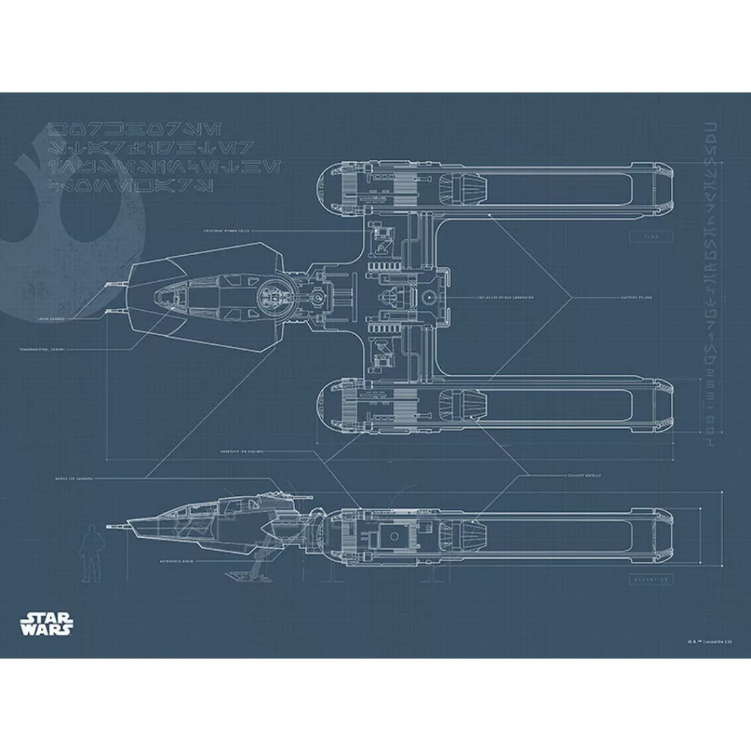 Komar Wandbild Star Wars EP9 Blueprint Y-Wing Star Wars B/L: ca. 40x30 cm günstig online kaufen