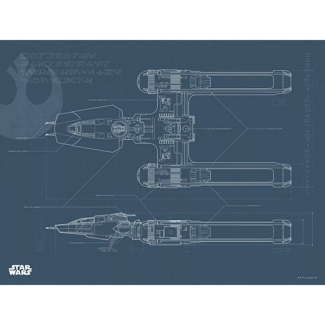 Komar Poster Star Wars EP9 Blueprint Y-Wing Star Wars B/L: ca. 40x30 cm günstig online kaufen