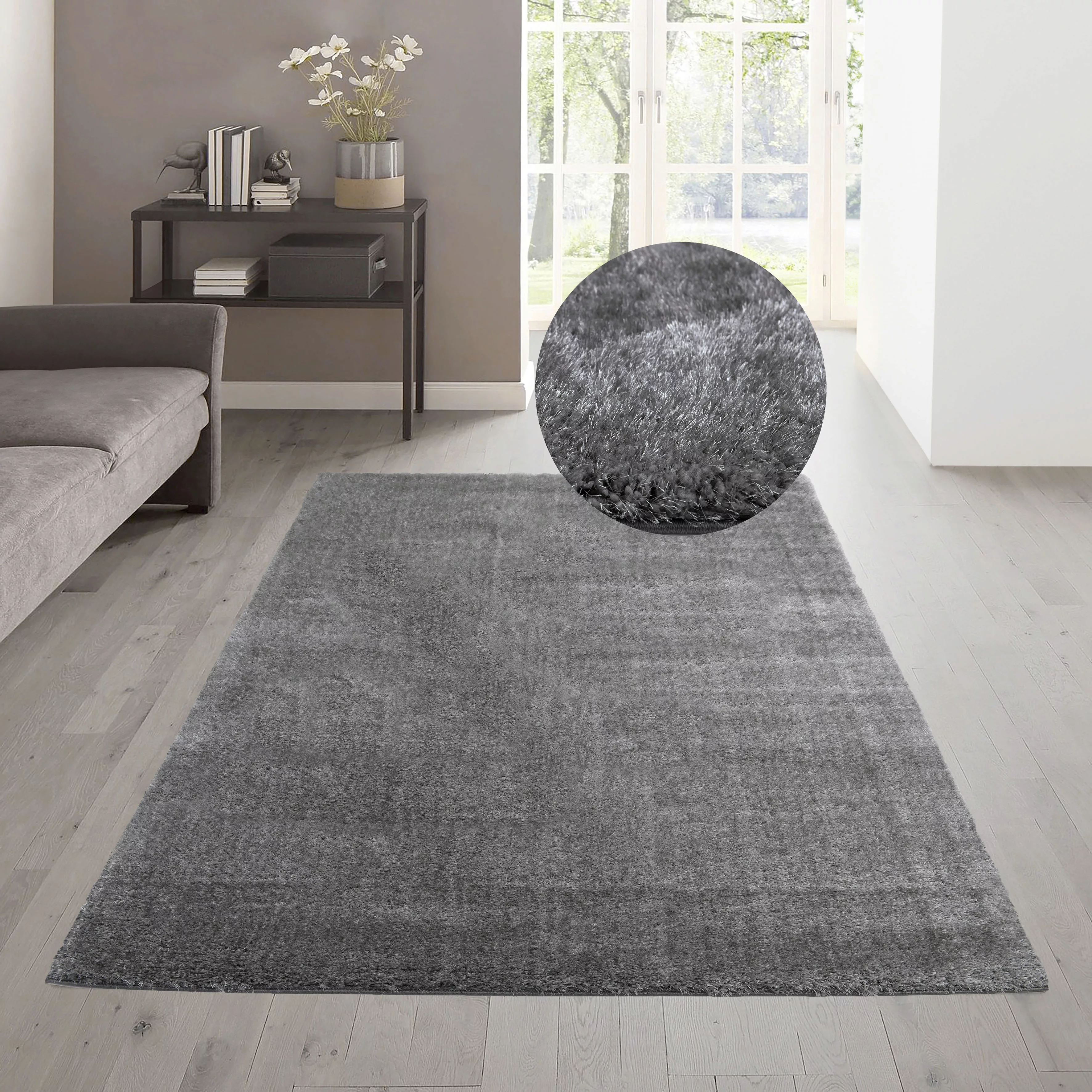 my home Hochflor-Teppich »Amina«, rechteckig, 43 mm Höhe, Shaggy in Uni-Far günstig online kaufen