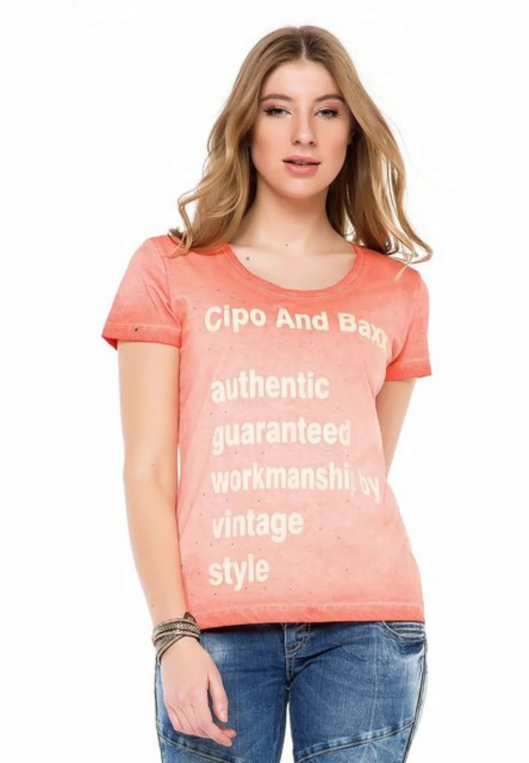Cipo & Baxx T-Shirt im Vintage-Look günstig online kaufen