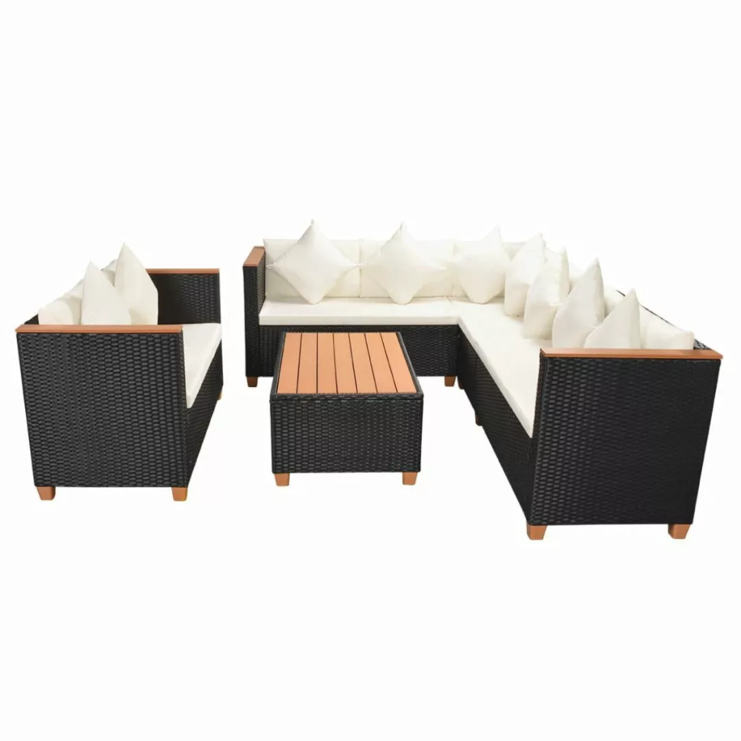 5-tlg. Garten-lounge-set Mit Auflagen Poly Rattan Schwarz günstig online kaufen