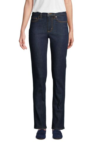 Straight Fit Jeans Mid Waist, Damen, Größe: 44 32 Normal, Blau, Elasthan, b günstig online kaufen
