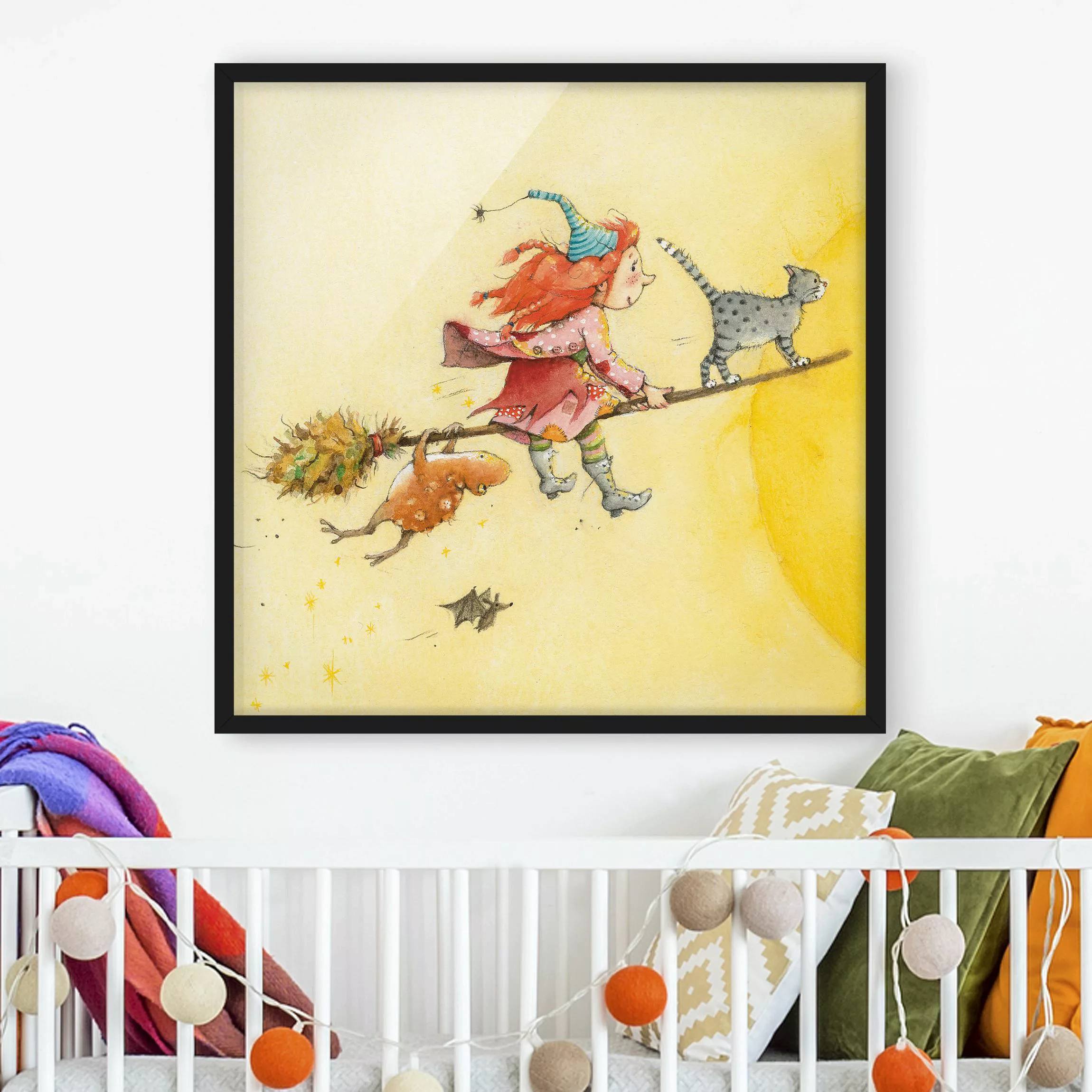 Bild mit Rahmen Kinderzimmer - Quadrat Frida und Kater Pumpernickel günstig online kaufen