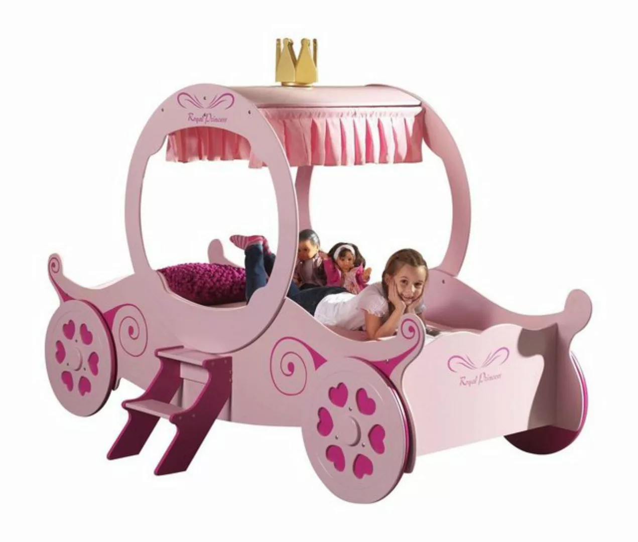 Natur24 Kinderbett Bett Einzelbett Kutschenbett MDF Rosa 90x200cm günstig online kaufen
