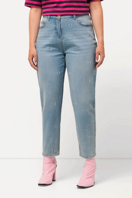 Ulla Popken Regular-fit-Jeans Mom-Jeans Herz-Stickerei 5-Pocket-Schnitt günstig online kaufen