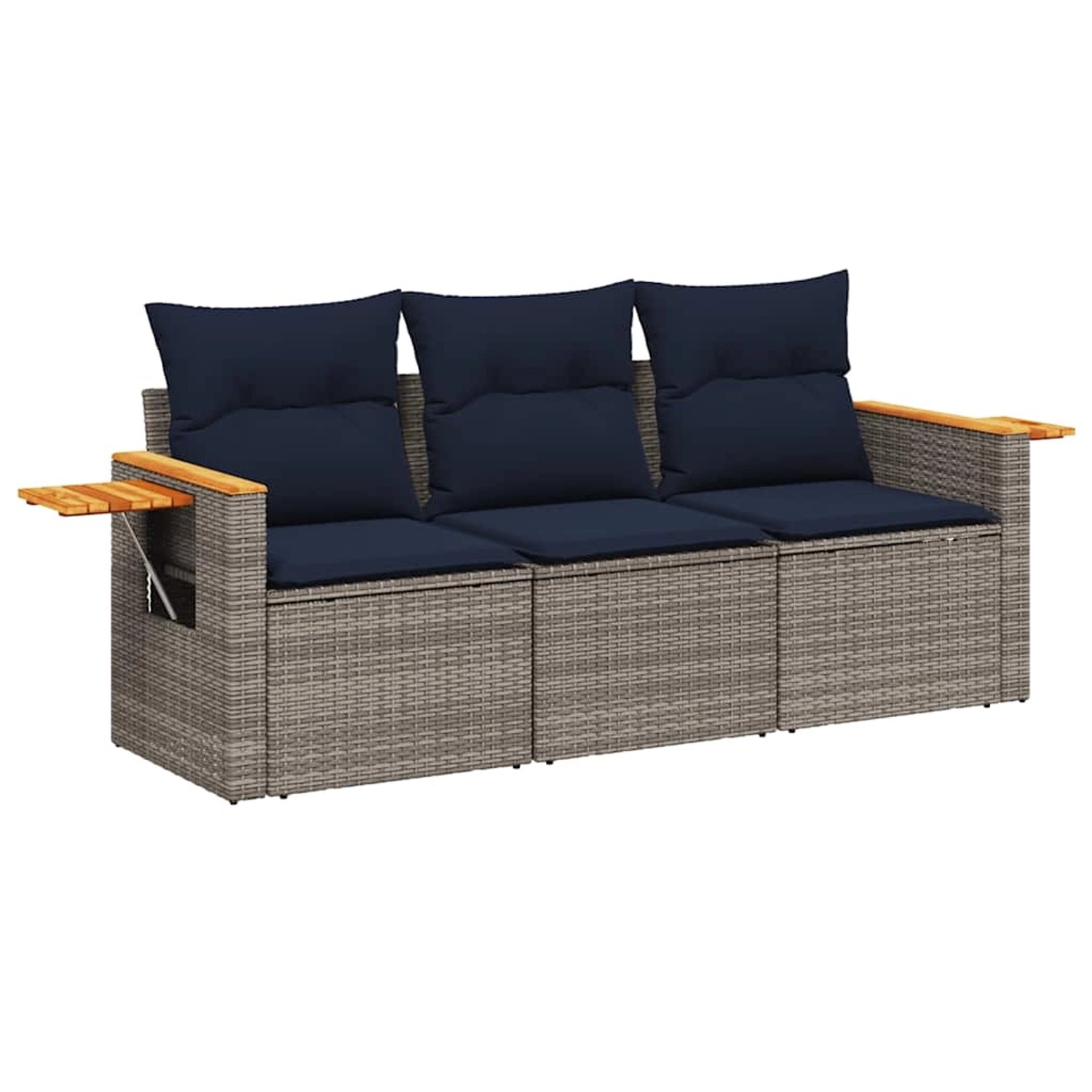 vidaXL 3-Tlg Garten-Sofagarnitur mit Kissen Grau Poly Rattan 3226600 günstig online kaufen