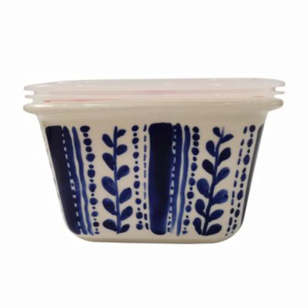 Neuetischkultur Schüssel viereckig 0,8 Liter Keramik gemustert blau/weiß günstig online kaufen