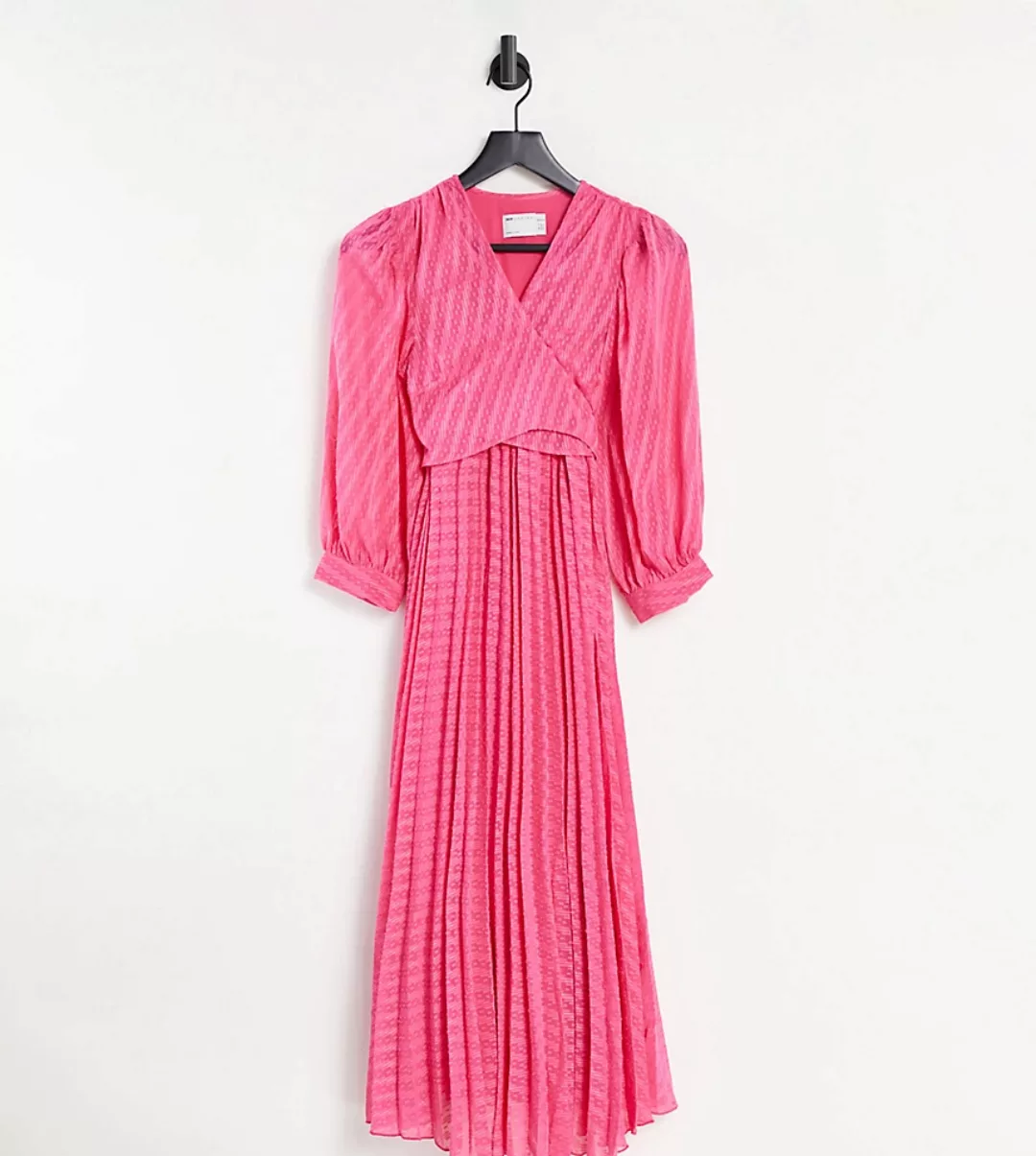 ASOS DESIGN Maternity – Umstandsmode – Plissiertes Midi-Stillkleid in Rosa günstig online kaufen