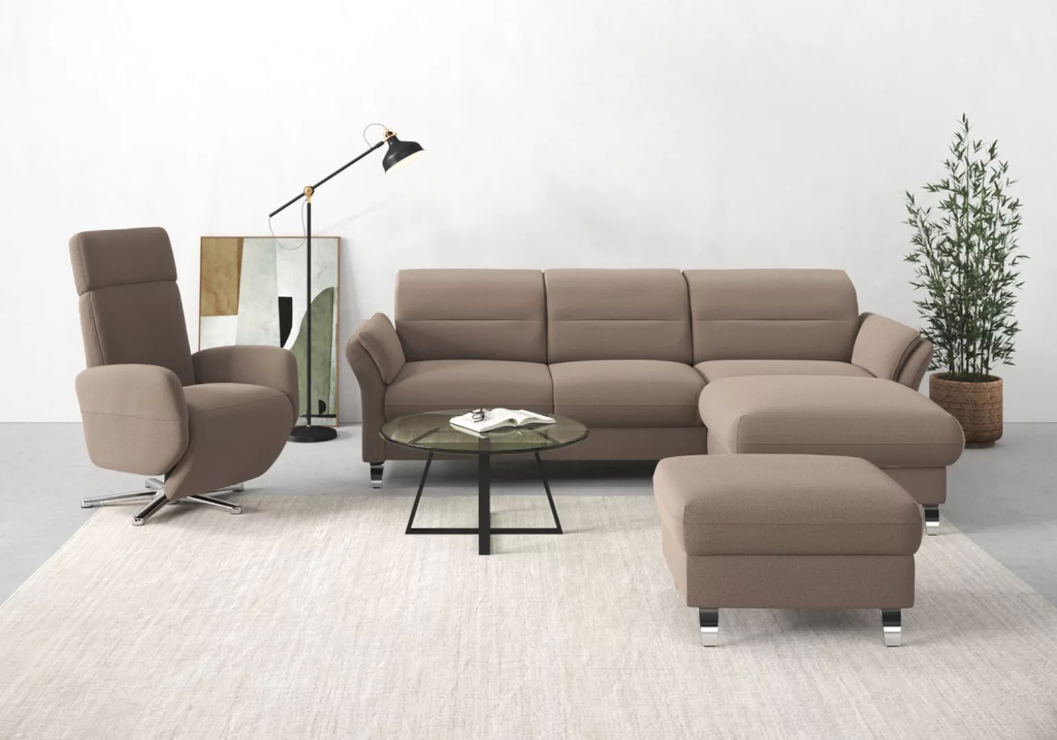 sit&more Ecksofa "Grenoble L-Form mit Federkern", wahlweise mit Bettfunktio günstig online kaufen
